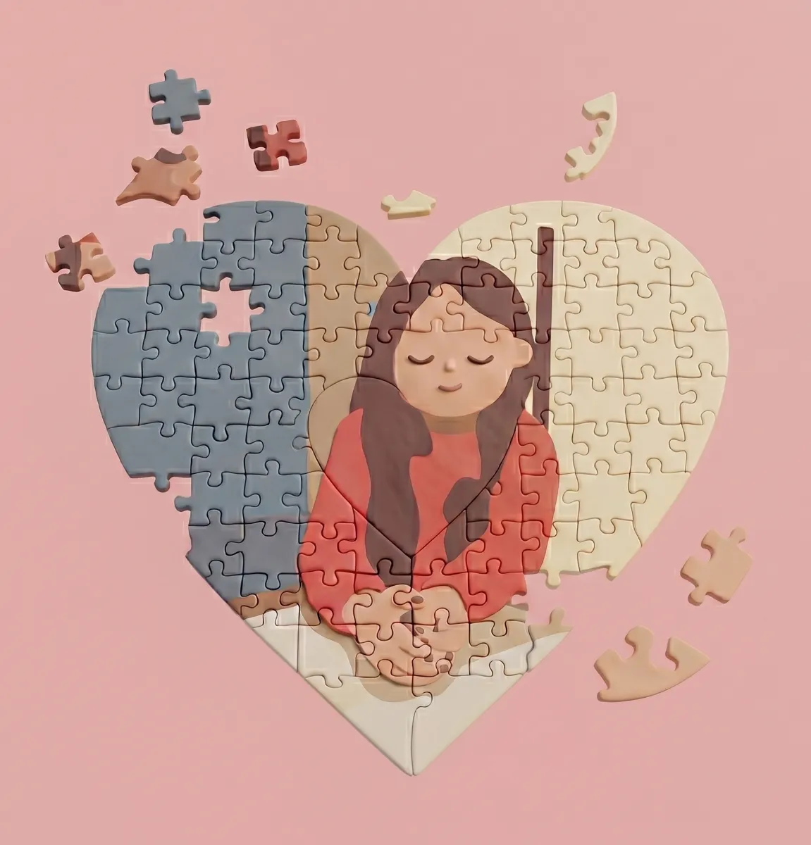 93-Piece Heart-Shaped Wooden Jigsaw Puzzle