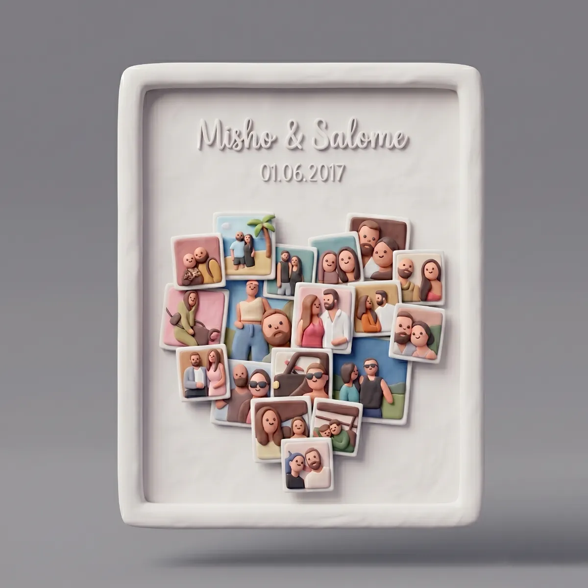 A personalized heart-shaped photo poster, beautifully displaying cherished memories as unique art.